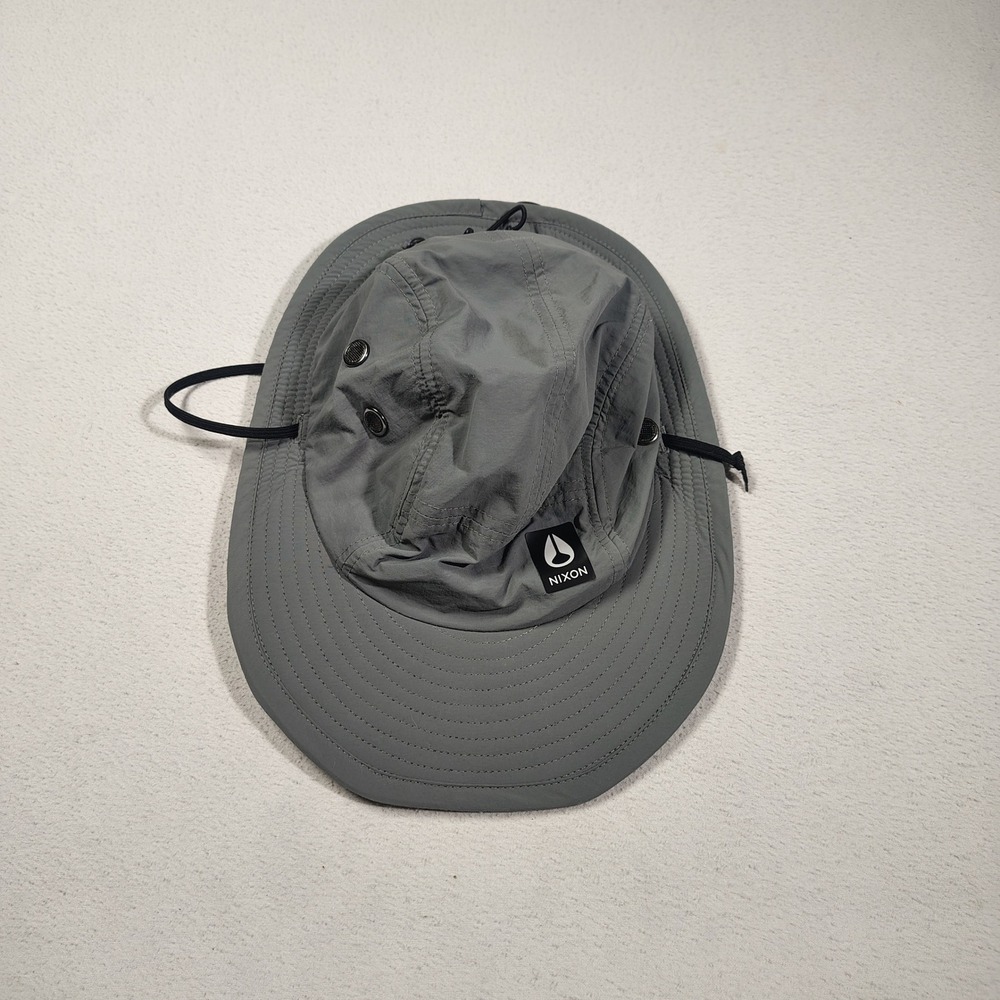 Nixon Boonie Hat Men One Size Grey Nylon Gorpcore Adjustable Wide Brim Sun Hat